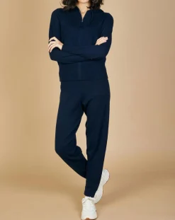 Pantalon de Jogging en Laine & Cachemire Olivia nuit/marine-Cashmere Tribu Clearance