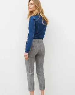Pantalon de tailleur en Laine mélangée Danny à chevrons bleu marine-Caroll Sale