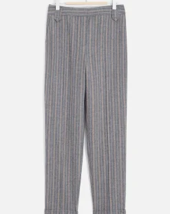 Pantalon de tailleur en Laine mélangée Danny à chevrons bleu marine-Caroll Sale