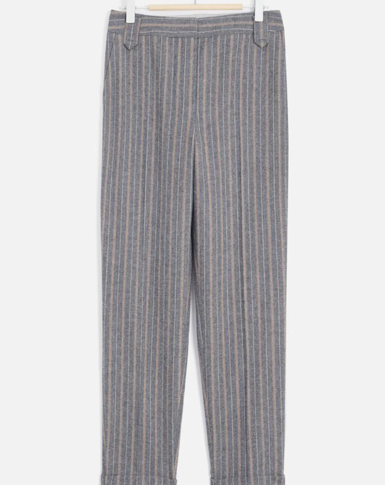 Pantalon de tailleur en Laine mélangée Danny à chevrons bleu marine-Caroll Sale