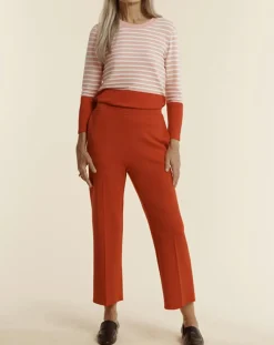 Pantalon droit en Laine mélangée Yao rouge-Devernois Online