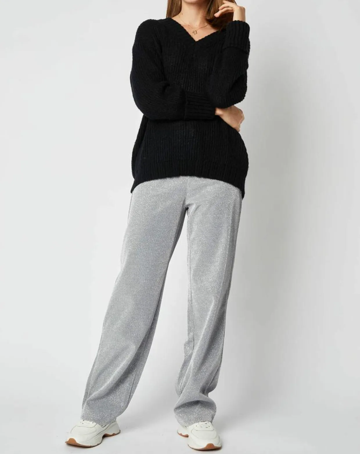 Pantalon Emmie effet pailleté argenté-An'ge Best