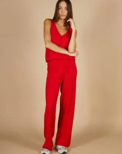 Femme Cashmere Tribu Pantalons^Pantalon en Coton & Cachemire Salomé groseille