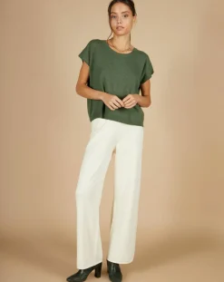 Femme Cashmere Tribu Pantalons^Pantalon en Coton & Cachemire Salomé blanc cassé
