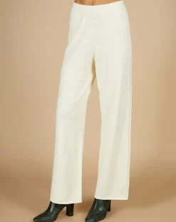 Femme Cashmere Tribu Pantalons^Pantalon en Coton & Cachemire Salomé blanc cassé