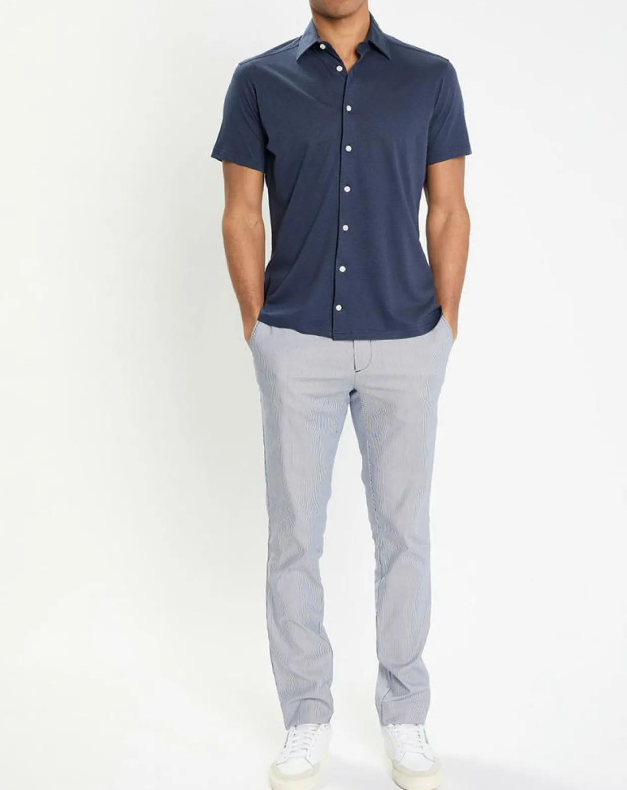 Homme Hackett London Pantalons^Pantalon en Coton & Lin chino Regular Fit Milleraie bleu/blanc