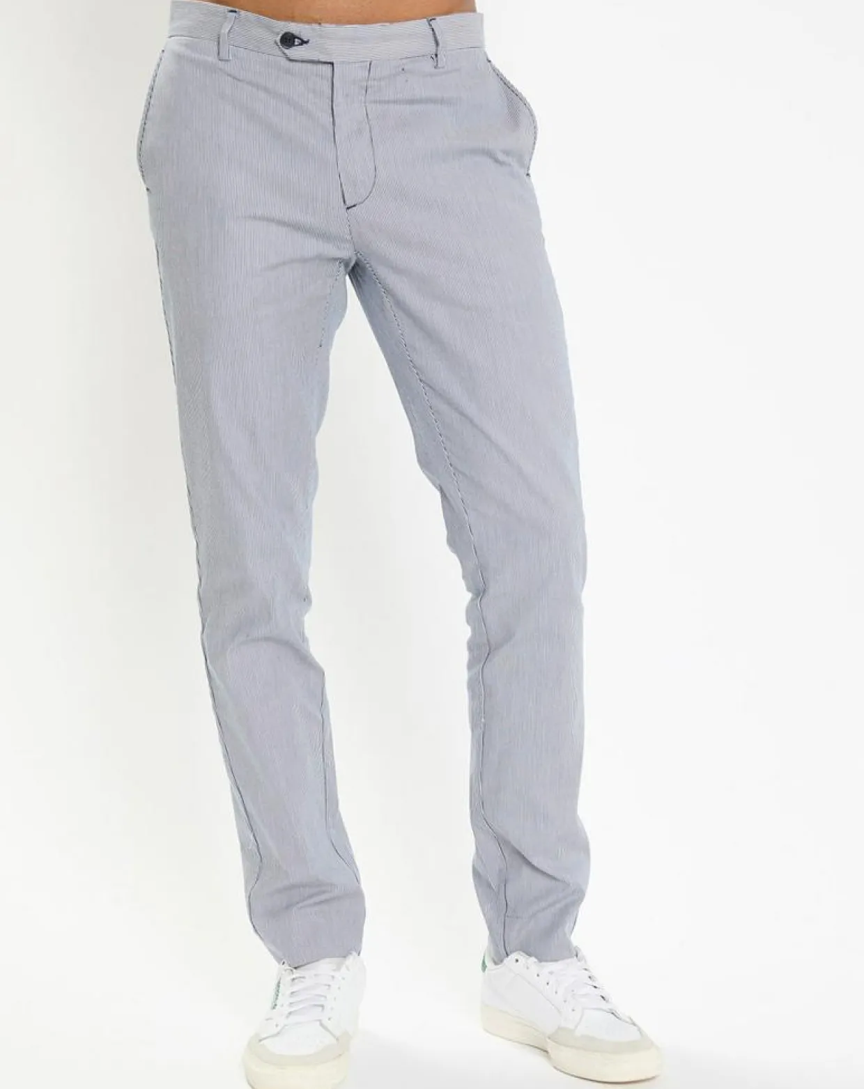 Homme Hackett London Pantalons^Pantalon en Coton & Lin chino Regular Fit Milleraie bleu/blanc