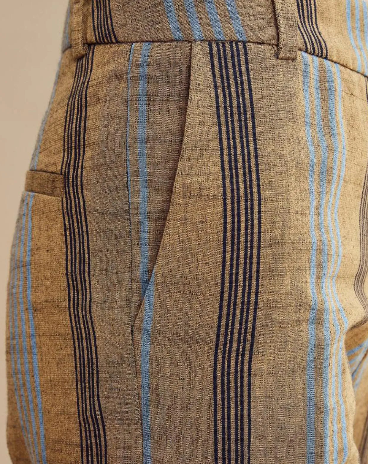 Femme Chloé Stora Pantalons^Pantalon en Coton & Lin rayé Pavel marron
