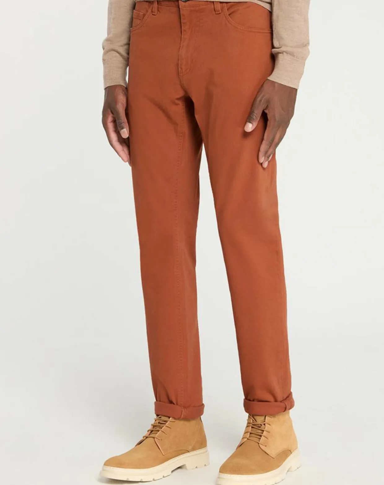 Pantalon en Coton stretch Kuflex marron clair-Galeries Lafayette Outlet