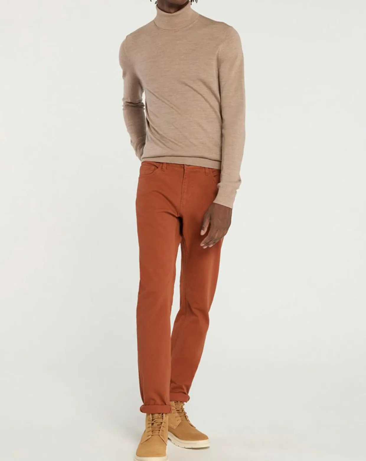 Pantalon en Coton stretch Kuflex marron clair-Galeries Lafayette Outlet