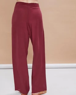 Femme Mare di Latte Pantalons^Pantalon en Crêpe de Soie Tiago noir tomate