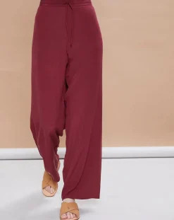 Femme Mare di Latte Pantalons^Pantalon en Crêpe de Soie Tiago noir tomate