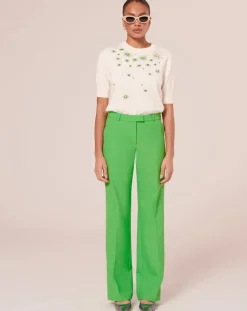 Pantalon en Laine froide mélangée vert-Tara Jarmon Discount