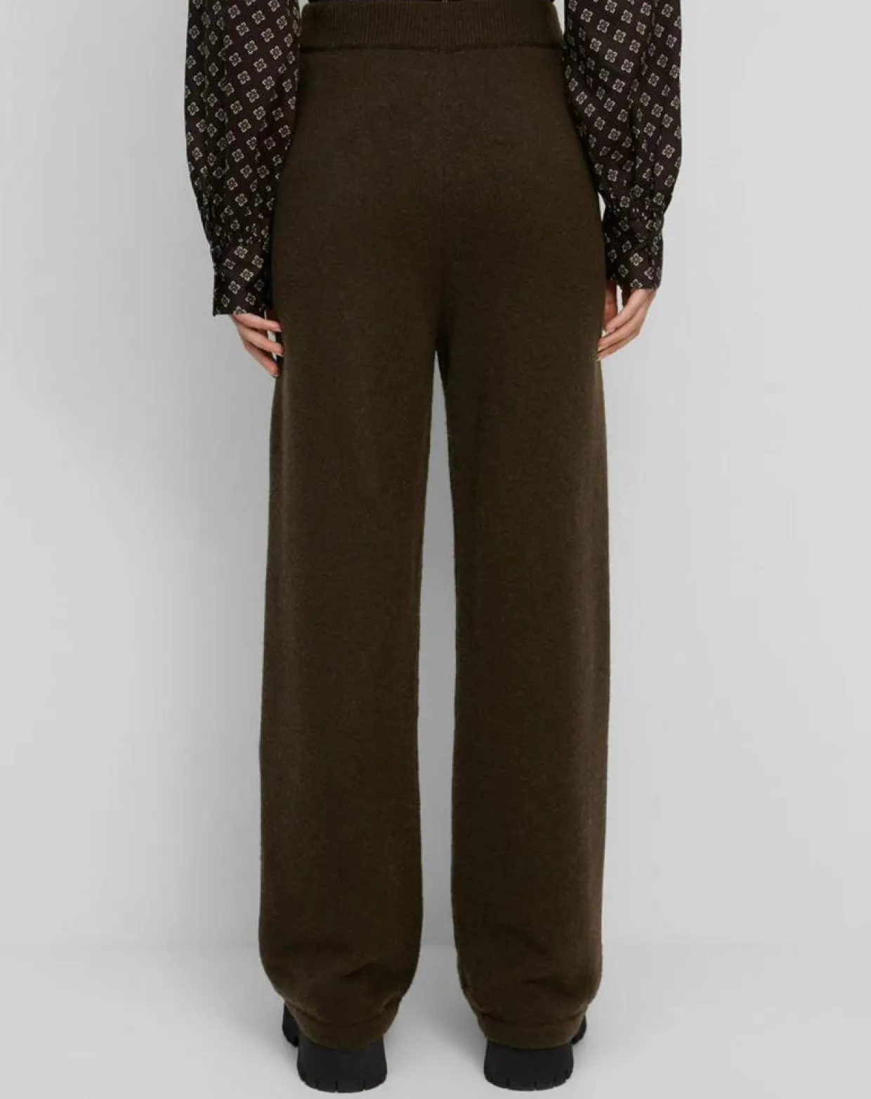 Pantalon en Laine vierge mélangée marron foncé-Marc O'Polo