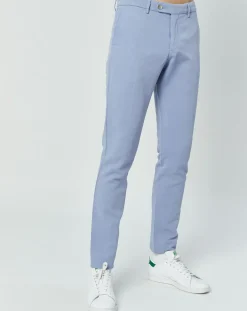 Pantalon en Lin mélangé Chino Slim Fit bleu clair-Hackett London Best