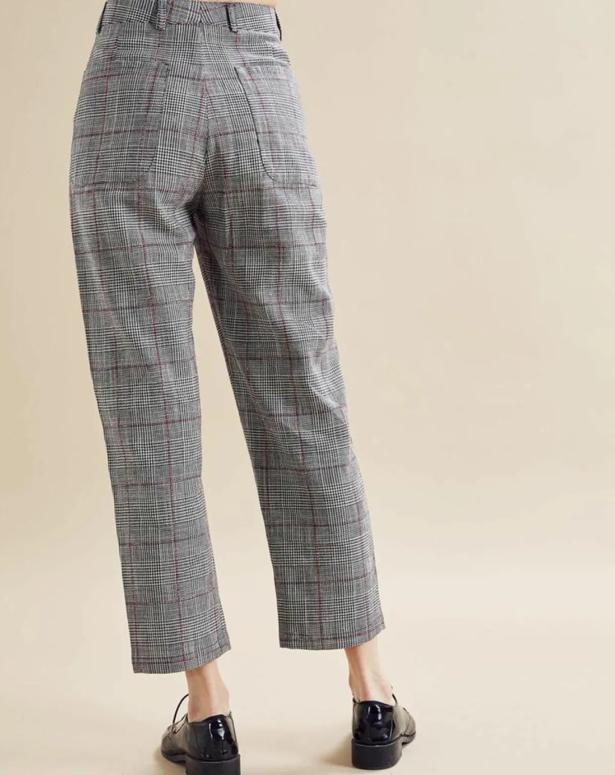 Pantalon en Lin mélangé Porto pied-de-poule noir/écru-Chloé Stora