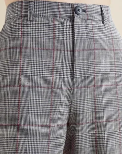 Pantalon en Lin mélangé Porto pied-de-poule noir/écru-Chloé Stora