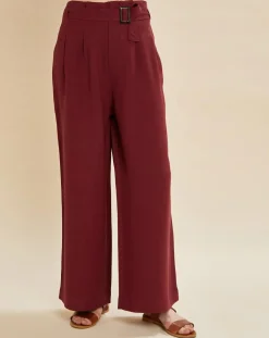 Pantalon en Lin mélangé Raby bordeaux-Chloé Stora Discount