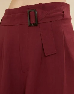 Pantalon en Lin mélangé Raby bordeaux-Chloé Stora Discount