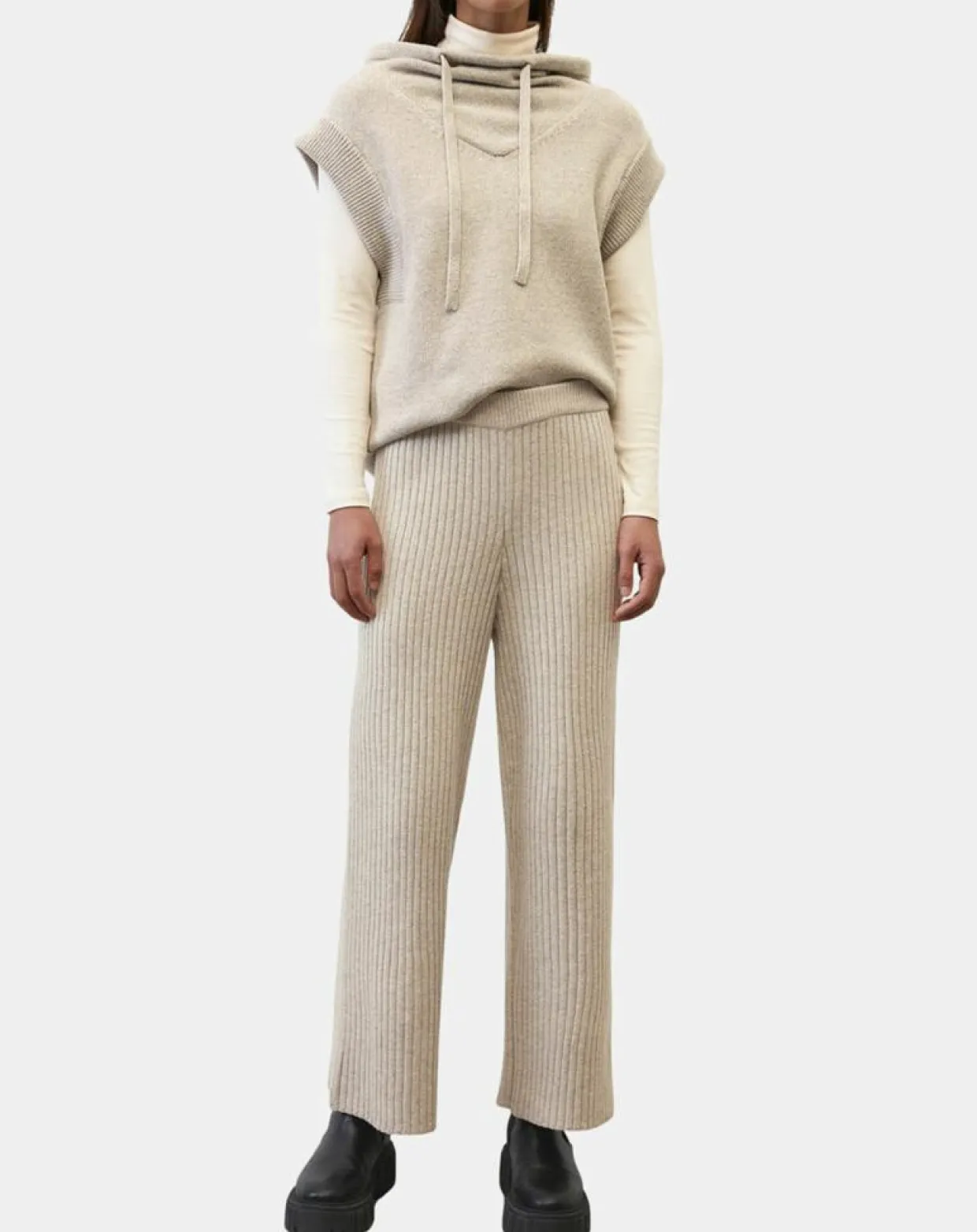 Femme Marc O'Polo Pantalons^Pantalon en maille côtelée beige
