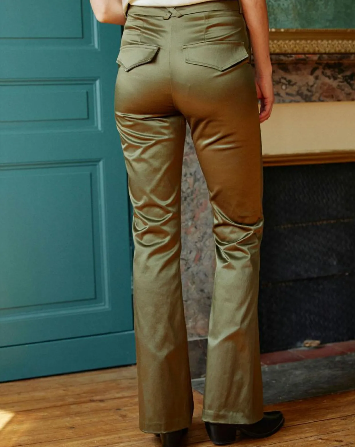 Pantalon en Satin Moon bronze-Lauren Vidal Hot