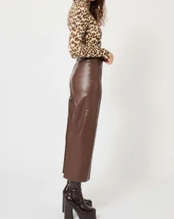Pantalon en simili Mamie marron-Manoush
