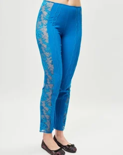 Femme La Perla Pantalons^Pantalon en Soie mélangée Desert Rose bleu canard