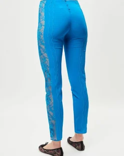 Femme La Perla Pantalons^Pantalon en Soie mélangée Desert Rose bleu canard