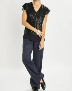 Pantalon en Suédine Lou indigo-Lauren Vidal Clearance