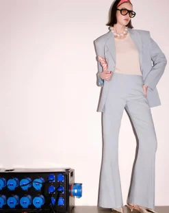 Femme Tara Jarmon Pantalons^Pantalon en tissu flammé bleu