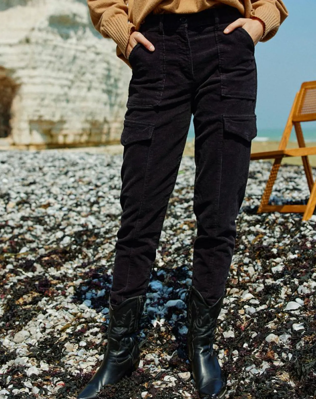 Femme Lauren Vidal Pantalons^Pantalon en Velours Cargo noir