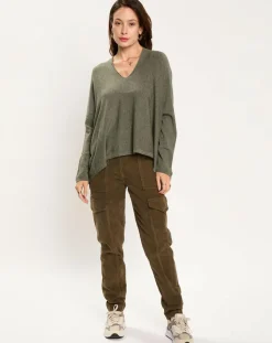 Femme Lauren Vidal Pantalons^Pantalon en Velours Cargo vert