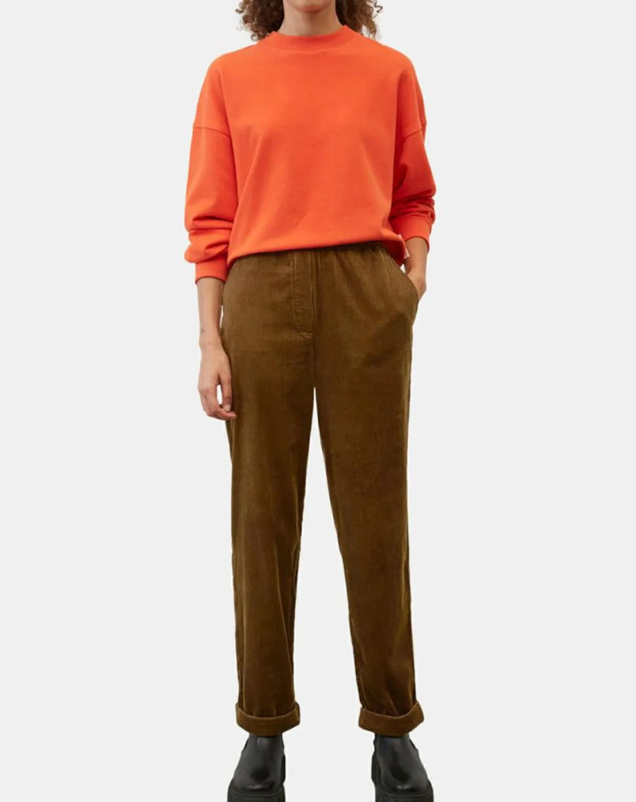 Femme Marc O'Polo Pantalons^Pantalon en Velours côtelé à revers marron