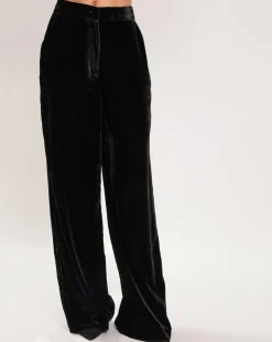 Pantalon en Velours satiné Princesse noir-Manoush Hot