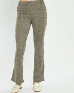 Pantalon fin Cloé chevrons sable-Lauren Vidal