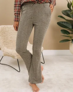 Pantalon fin Cloé chevrons sable-Lauren Vidal