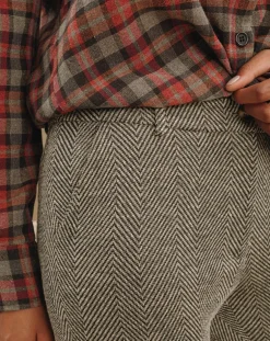 Pantalon fin Cloé chevrons sable-Lauren Vidal