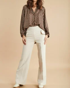 Femme Lauren Vidal Pantalons^Pantalon flare Muse lait