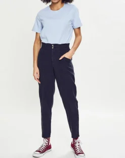 Pantalon fluide taille élastique bleu foncé-Esprit Online