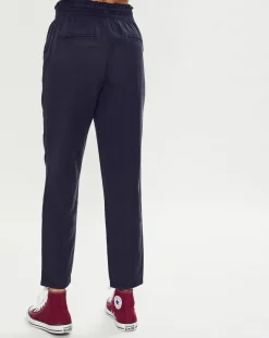 Pantalon fluide taille élastique bleu foncé-Esprit Online