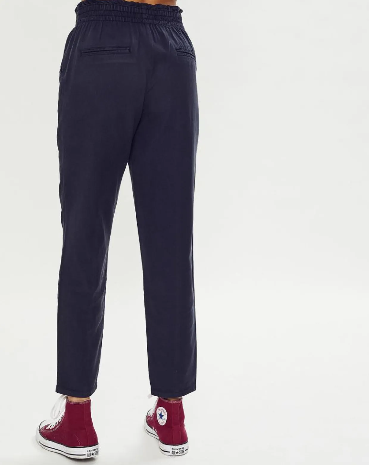 Pantalon fluide taille élastique bleu foncé-Esprit Online