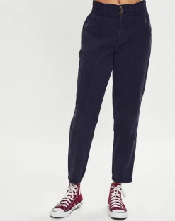 Pantalon fluide taille élastique bleu foncé-Esprit Online