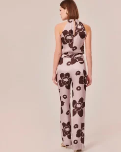 Pantalon imprimé fleuri en satin parme-Tara Jarmon