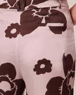 Pantalon imprimé fleuri en satin parme-Tara Jarmon