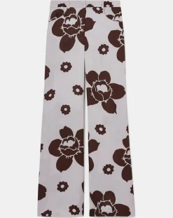 Pantalon imprimé fleuri en satin parme-Tara Jarmon