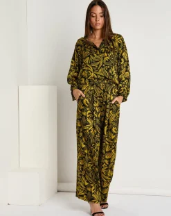 Pantalon Jade satiné imprimé jaune-See u Soon