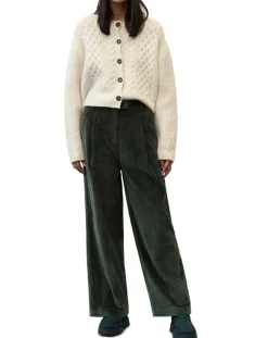 Femme Marc O'Polo Pantalons^Pantalon large en Velours côtelé à revers vert foncé