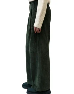 Femme Marc O'Polo Pantalons^Pantalon large en Velours côtelé à revers vert foncé