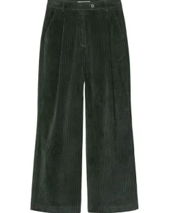 Femme Marc O'Polo Pantalons^Pantalon large en Velours côtelé à revers vert foncé