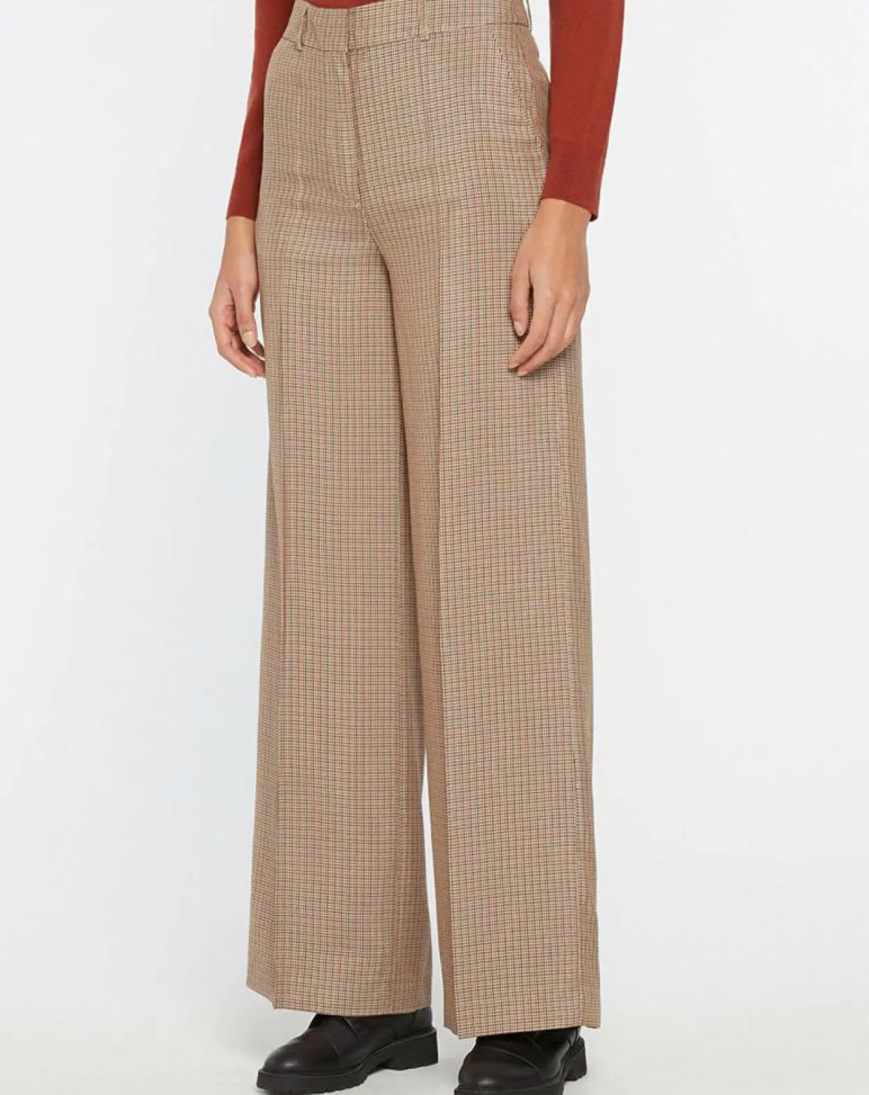 Femme Galeries Lafayette Pantalons^Pantalon large et fluide imprimé pied-de-poule marron